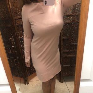 COS Pale Pink Shift Knit Long Sleeve Dress Small